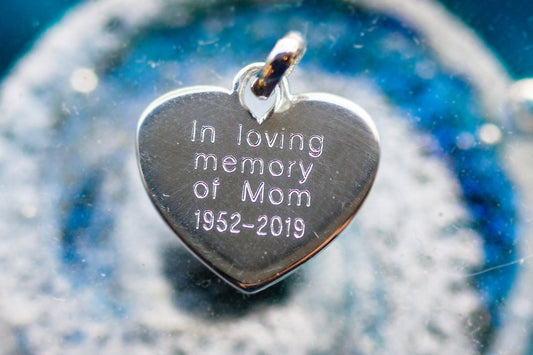 Engraved Sterling Silver Heart Charm 14mm x 12mm