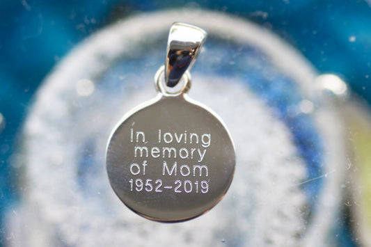Engraved Sterling Silver Circle Charm  - 12mm